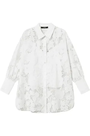 Twin-Set Blouses & Shirts, Dames, Wit, S, Bloemenmotief knoopshirt