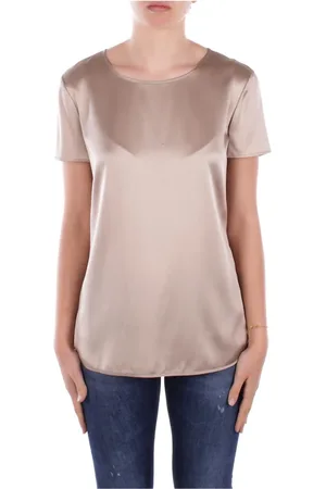 Max Mara Tops, Dames, , L, Satijn, Zijde Blend Sand Shirt Blouse