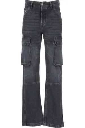 Diesel Jeans, Dames, Zwart, W27, Katoen, Zwarte Katoenmix Cargo Jeans