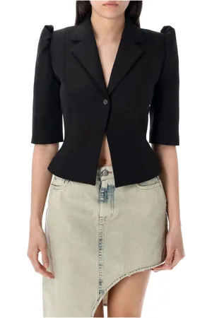 COPERNI Jassen, Dames, Zwart, S, Polyester, Slim-fit Cropped Tailored Jacket