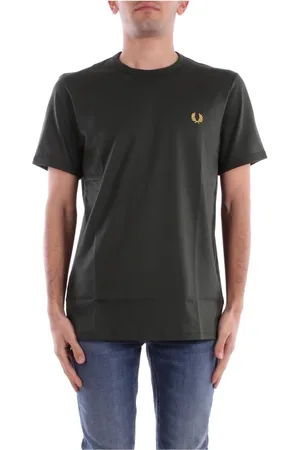 Fred Perry Tops, Heren, Groen, L, Katoen, Groene Logo Front T-shirts en Polos