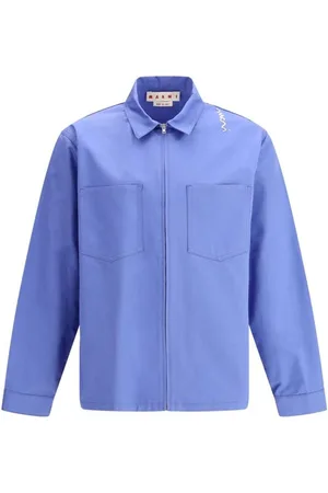 Marni Overhemden, Heren, Blauw, M, Denim, Denim Rits Shirt Modern Ontwerp