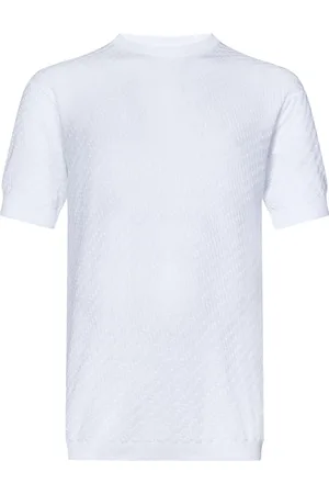 LOW BRAND Tops, Heren, Wit, M, Katoen, Witte T-shirts en Polos met Jacquard Patroon