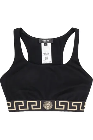 VERSACE Sport, Dames, Zwart, S, Zwarte Mouwloze Topkleding met La Greca Motief