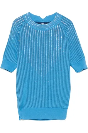ERMANNO SCERVINO Truien, Dames, Blauw, M, Kristalversierde Stijlvolle Top