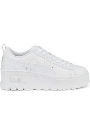 PUMA Schoenen, Dames, Wit, 37 EU, Leren Sleehak Sneakers