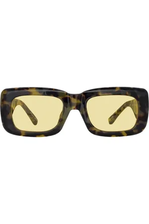 The Attico Accessoires, Dames, Bruin, ONE Size, Stijlvolle Rechthoekige Zonnebril Schildpad Zilver