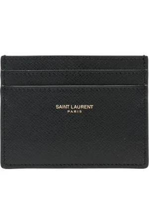 Saint Laurent Accessoires, Heren, Zwart, ONE Size, Leer, Geëtst leren kaarthouder