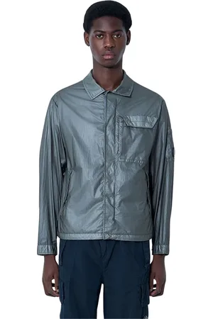 C.P. Company Jassen, Heren, Grijs, M, Nylon, Transparante Hooded Lens Jas