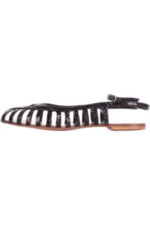 ANNA F. Schoenen, Dames, Zwart, 41 EU, Leer, Zwarte gespsandalen rubberen zool