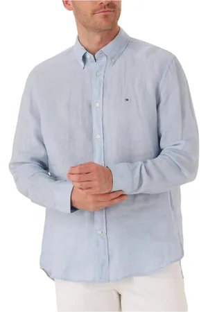 Tommy Hilfiger Overhemden, Heren, Blauw, 2Xl, Wol, Lichtblauw Casual Overhemd voor Mannen