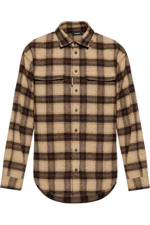 Dsquared2 Overhemden, Heren, Veelkleurig, L, Bruin/Beige Herenoverhemd