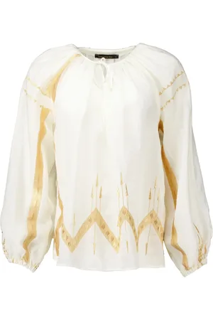 Greek Archaic Kori Blouses & Shirts, Dames, , M, Ecru Blouses met Kori Stijl