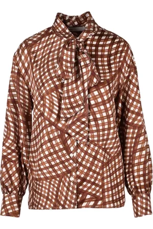 Tory Burch Blouses & Shirts, Dames, Bruin, L, Zijden Blouse - Stijlvolle Damesblouse