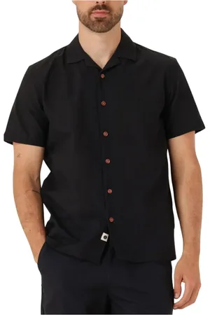 Anerkjendt Overhemden, Heren, Zwart, M, Katoen, Blauw Casual Katoen/Linnen Overhemd
