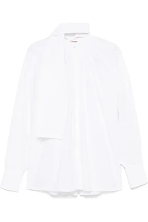 Plan C Blouses & Shirts, Dames, Wit, S, Katoen, Witte Blouse met Sjaal Detail