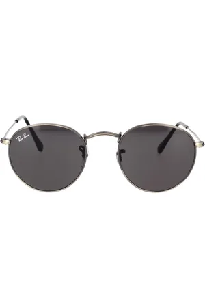 Ray-Ban Accessoires, unisex, Grijs, 50 MM, Ronde Metalen Zonnebril Retro Stijl