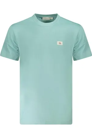 Calvin Klein Tops, Heren, Blauw, S, Katoen, Logo Detail Crew Neck T-Shirt