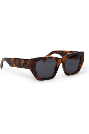 Palm Angels Accessoires, Dames, Bruin, ONE Size, Havana Vierkante Zonnebril met Donkergrijze Lens