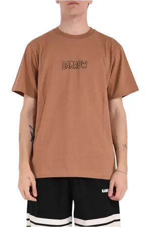 BARROW Tops, Heren, Bruin, S, Katoen, Katoenen T-shirt met voor- en achterprint