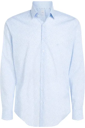 Calvin Klein Overhemden, Heren, Blauw, L, Katoen, Heldere Blauwe Moderne Overhemd