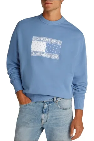 Tommy Hilfiger Sweatshirts & Hoodies, Heren, Blauw, L, Paisley Flag Crew Sweatshirt