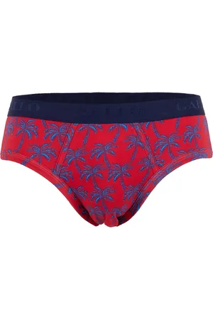 Gallo Ondergoed, Heren, Veelkleurig, XL, Katoen, Rode katoenen herenslip met palmboompatroon