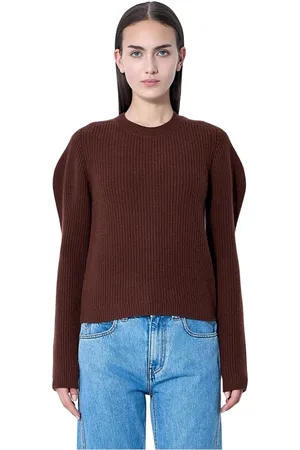 J.W.Anderson Truien, Dames, Bruin, L, Wol, Puff Sleeve Wollen Trui
