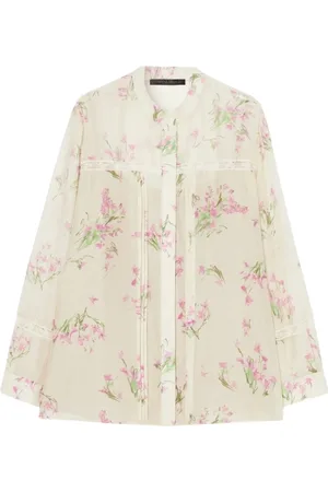 Persona by Marina Rinaldi Blouses & Shirts, Dames, , 3Xl, Katoen, Bloemen Zijde Katoen Blouse Shirt