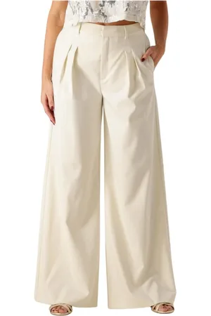 Gestuz Broeken, Dames, , XL, Wijde Broek Ecru Kleur