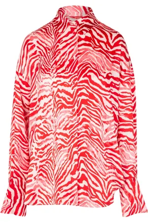 Attic and Barn Blouses & Shirts, Dames, Rood, M, Polyester, Gedrukte overhemd met puntkraag
