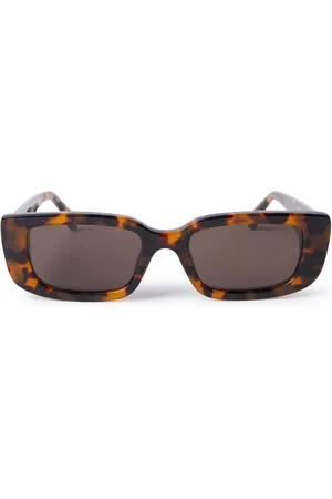 Palm Angels Accessoires, Dames, Bruin, ONE Size, Rechthoekige Havana Bruine Zonnebril