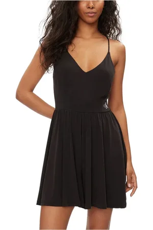 Calvin Klein Kleedjes, Dames, Zwart, M, Zwarte Elegante Jurk