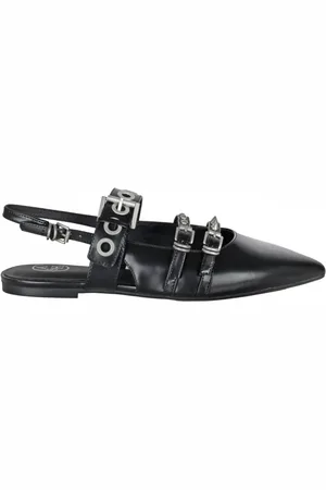 Ash Schoenen, Dames, Zwart, 37 EU, Leer, Studded Leren Slingback Flats