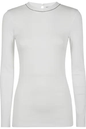 Brunello Cucinelli Tops, Dames, Wit, XS, Casual Ronde Hals T-Shirt