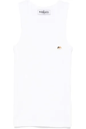 Fiorucci Tops, Dames, Wit, S, Witte Mouwloze Top met Scoop Neck