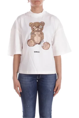 BARROW Tops, Dames, Wit, S, Katoen, Beige T-shirt met voorprint