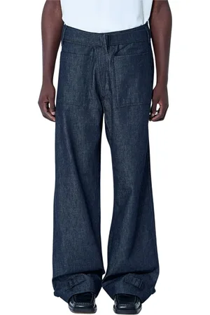 MUGLER Jeans, Heren, Blauw, W28, Denim, Denim Jeans met Afneembare Riem