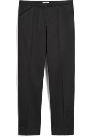 Totême Broeken, Dames, Zwart, M, Leer, Zwarte Geknipte Rechte Broek