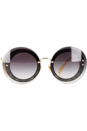 Miu Miu Pre-owned, Dames, Grijs, ONE Size, Leer, Pre-owned Metal sunglasses