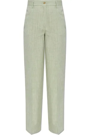 FORTE FORTE Broeken, Dames, Groen, L, Polyester, Geplooide broek