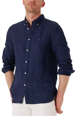 Tommy Hilfiger Overhemden, Heren, Blauw, S, Casual Pigment Geverfd Shirt voor Heren