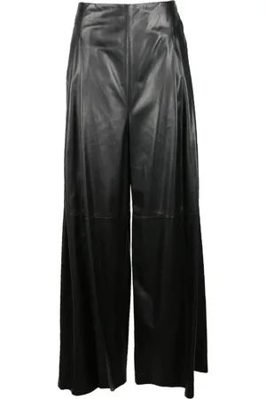 Rochas Broeken, Dames, Zwart, S, Leer, Leren Broek 100% Leer