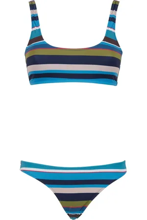 Gallo Badkleding, Dames, Veelkleurig, L, Blauwe bralette bikini voor vrouwen met strepen