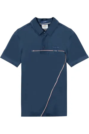 Aeronautica Militare Tops, Heren, Blauw, L, Katoen, Blauwe Polo T-shirts en Polos