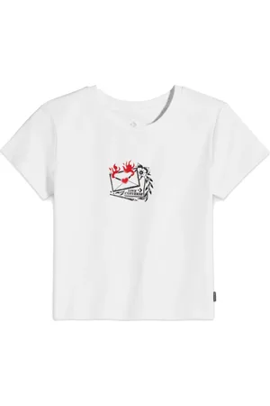 Converse Tops, Dames, Wit, M, Katoen, Liefdesbrief Grafisch T-shirt