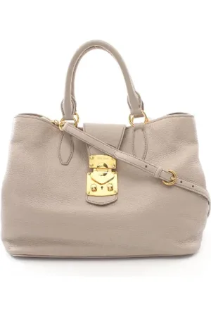 Miu Miu Pre-owned, Dames, Grijs, ONE Size, Leer, Pre-owned Leather totes