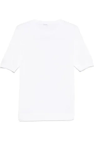 Malo Tops, Heren, Wit, M, Katoen, Witte Crewneck Gebreide T-Shirt
