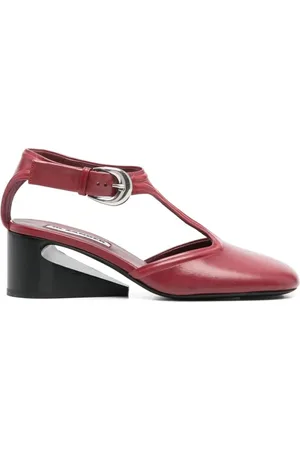 Jil Sander Schoenen, Dames, Rood, 37 1/2 EU, Stijlvolle Mary Jane Schoenen voor Vrouwen