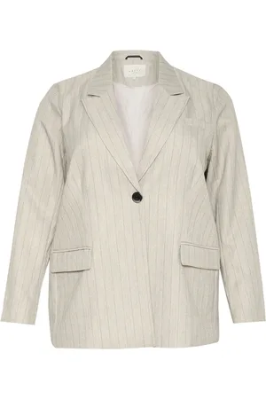 Kaffe Jassen, Dames, , XL, Grijze Pinstripe Blazer Jas